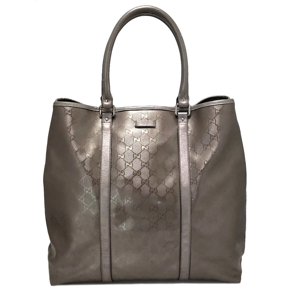 Gucci Tote Bag GG Imprime Metallic Greige Gray